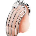 Blue Line Prisoner Cock Cage Silver