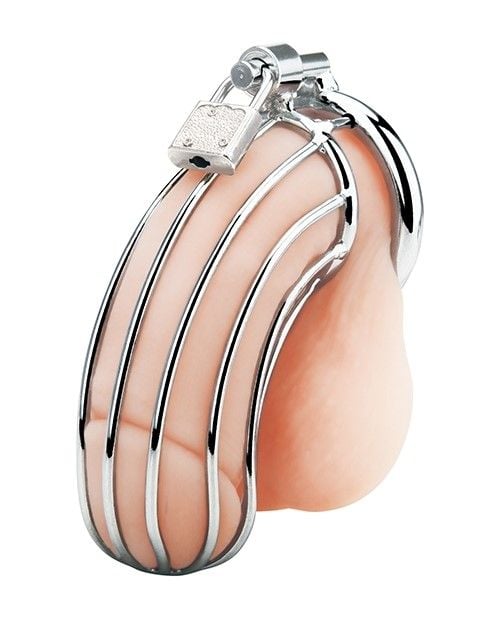 Blue Line Prisoner Cock Cage Silver