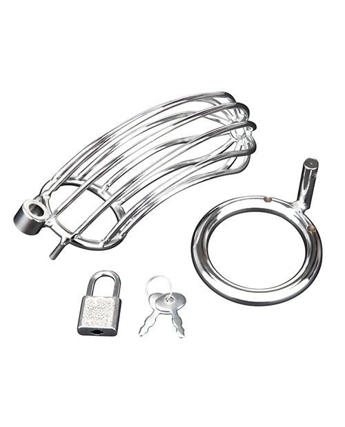 Blue Line Prisoner Cock Cage Silver