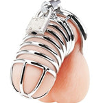 Blue Line Deluxe Chastity Cage Silver