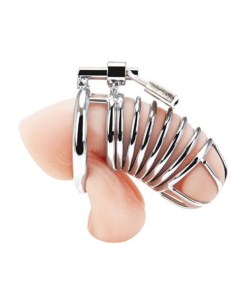 Blue Line Deluxe Chastity Cage Silver