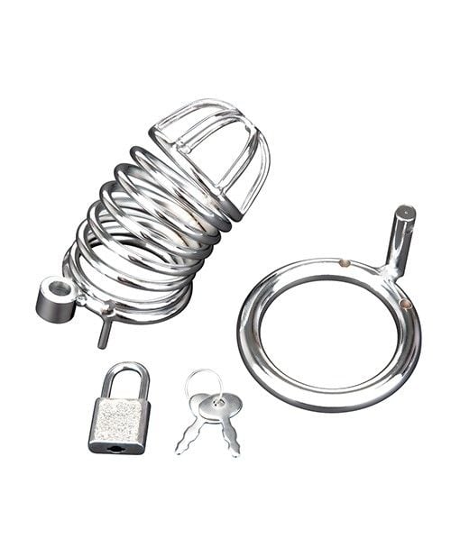 Blue Line Deluxe Chastity Cage Silver