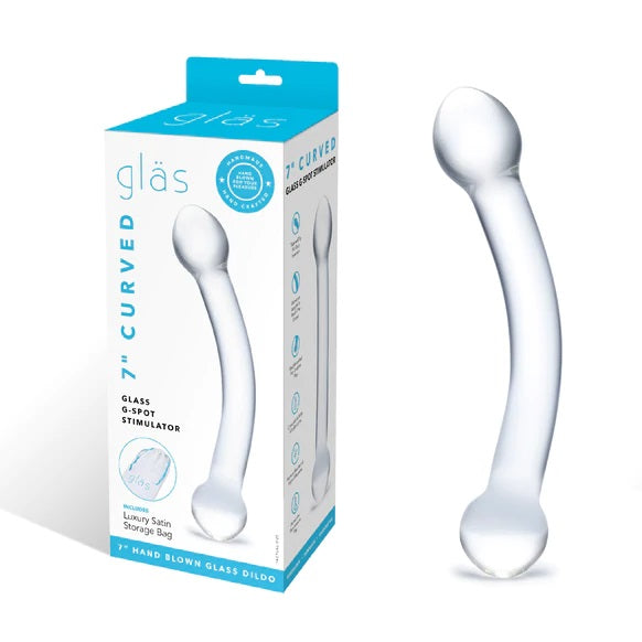 Glas 7 Inch Curved Glass G Spot Double Ended Dildo Clear