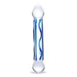 Glas 6.5 Inch Full Tip Textured Glass Dildo Blue