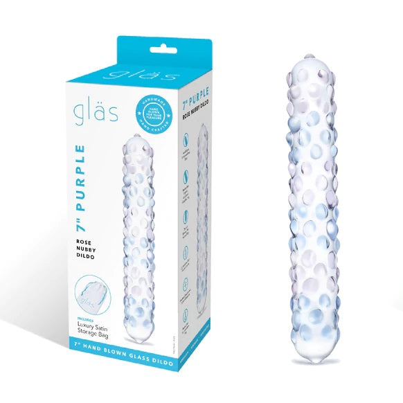 Glas 7 Inch Rose Nubby Glass Dildo Purple