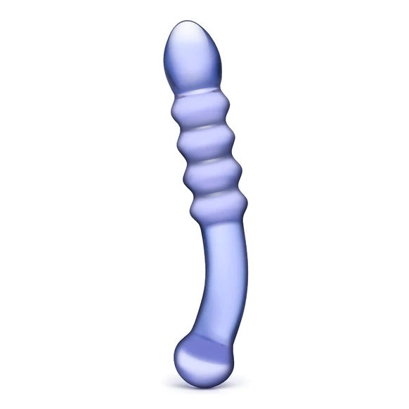 Glas 9 Inch Purple Rain Ribbed Dildo