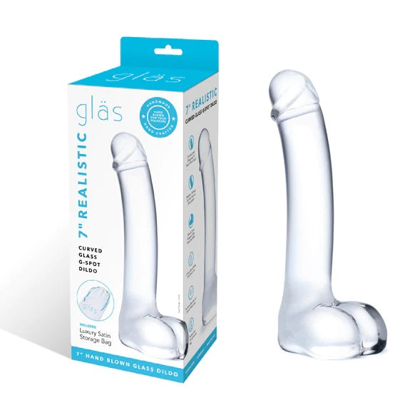Glas 7 Inch Realistic Curved Dildo Clear