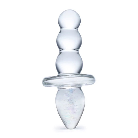 Glas 4.5 Inch Titus Beaded Butt Plug Clear
