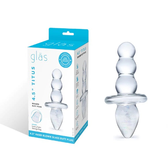 Glas 4.5 Inch Titus Beaded Butt Plug Clear
