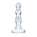 Glas 4 Inch Triple Play Beaded Butt Plug Clear