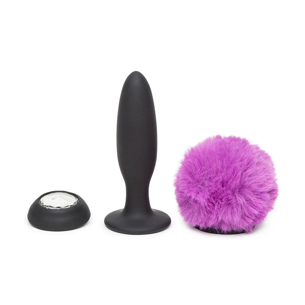 Happy Rabbit Rechargeable Vibrating Butt Plug Large - Black/Purple