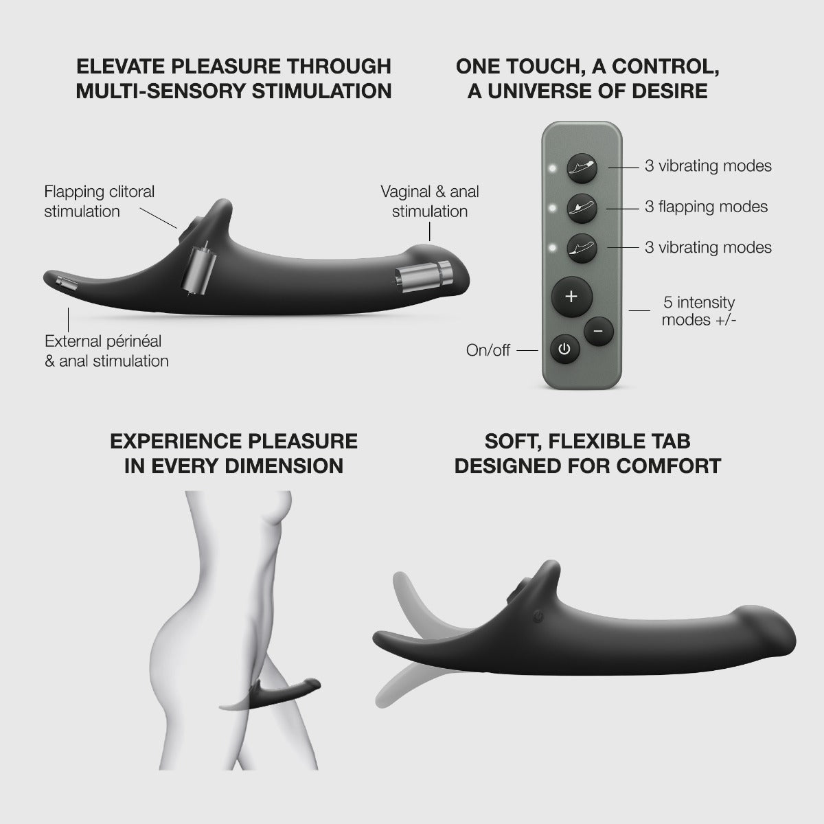Strap On Me Multi Orgasm Dildo - M - Black Transparent