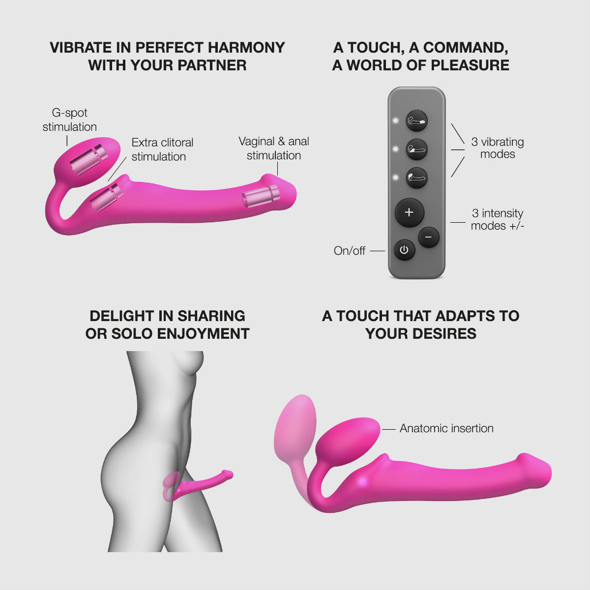 Strap On Me Vibrating Bendable Strap-On - M - Fuchsia