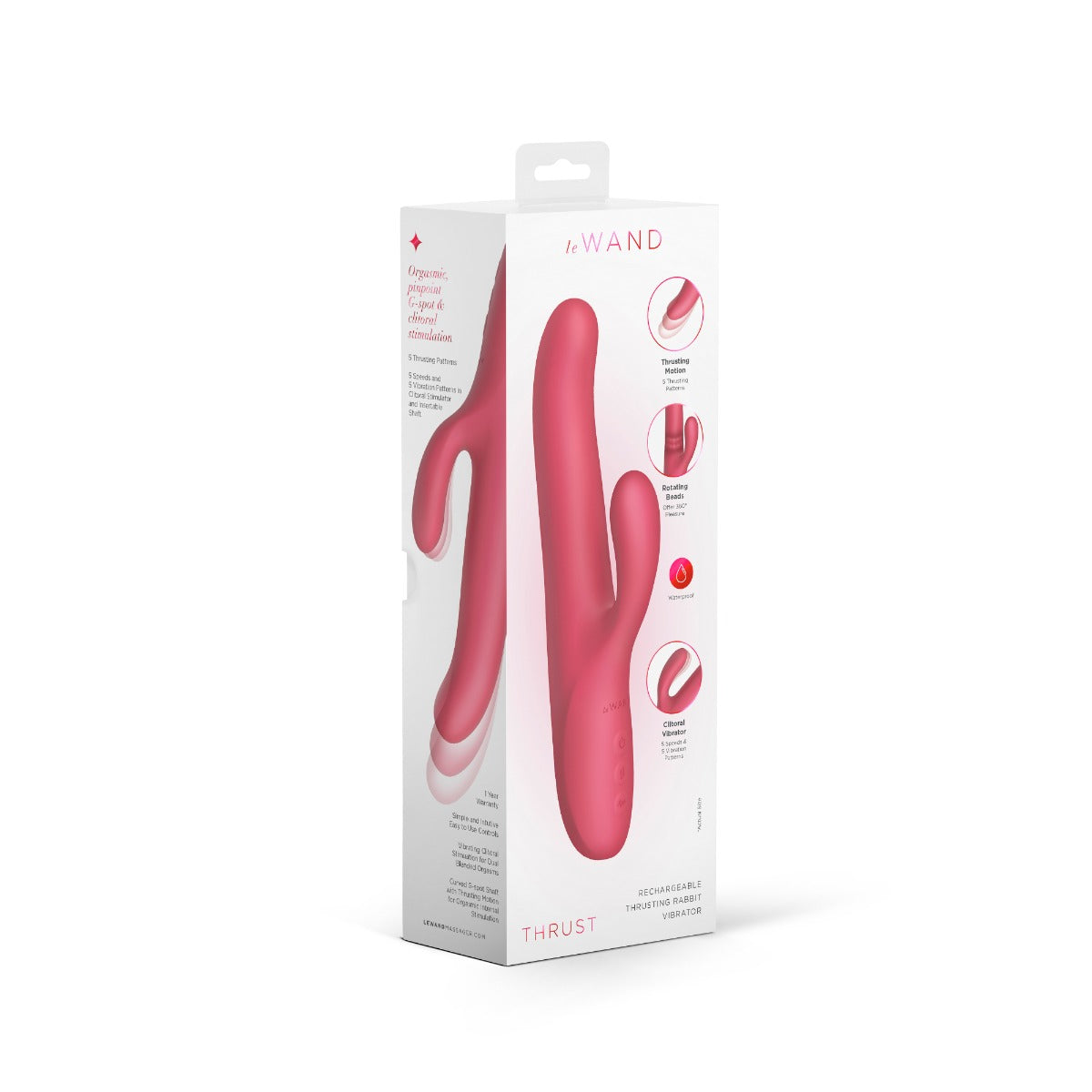 Le Wand Thrust Rechargeable Thrusting Rabbit Vibrator Pink
