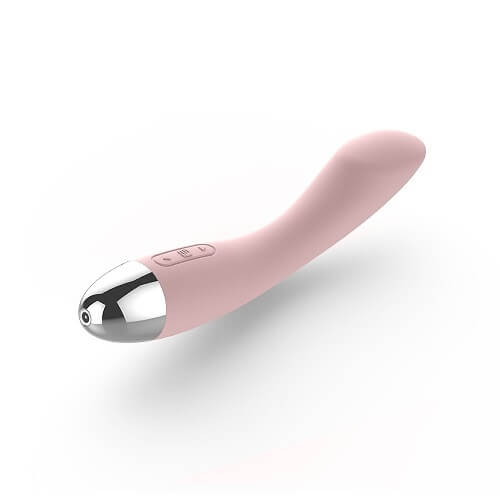 Pink and silver electronic device on a white background