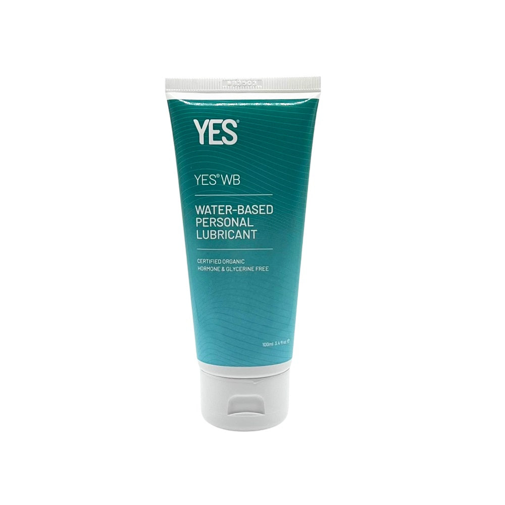 Tube of YES WB water-based personal lubricant on a white background