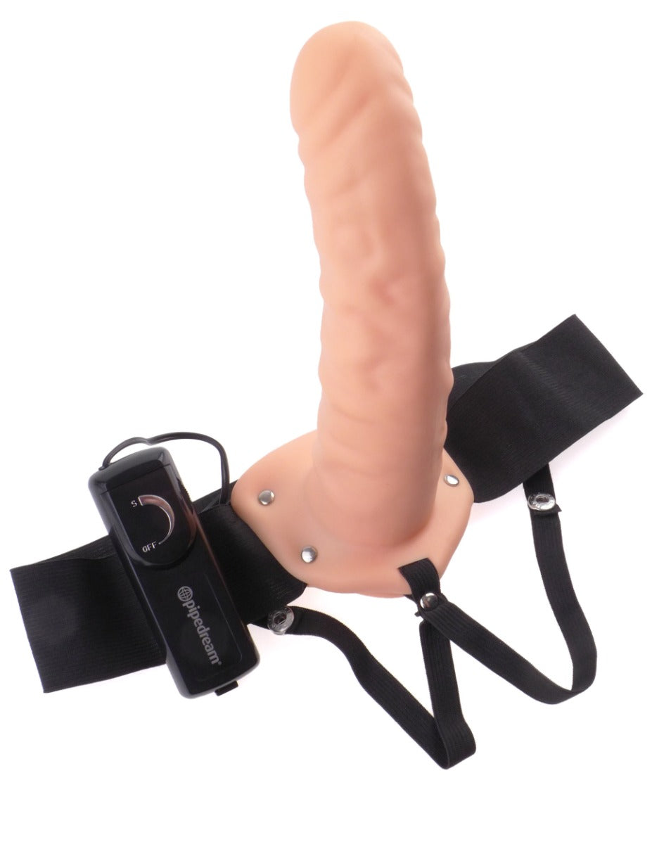 Pipedream - Fetish Fantasy Series - 8" Vibrating Hollow Strap-On - Light/Black