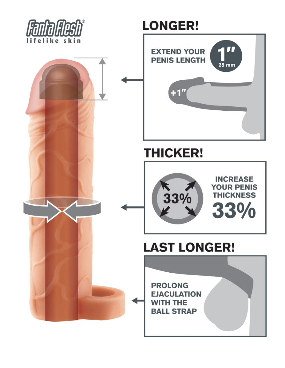 Pipedream - Fantasy X-tensions - Perfect 1" Extension with Ball Strap - Light