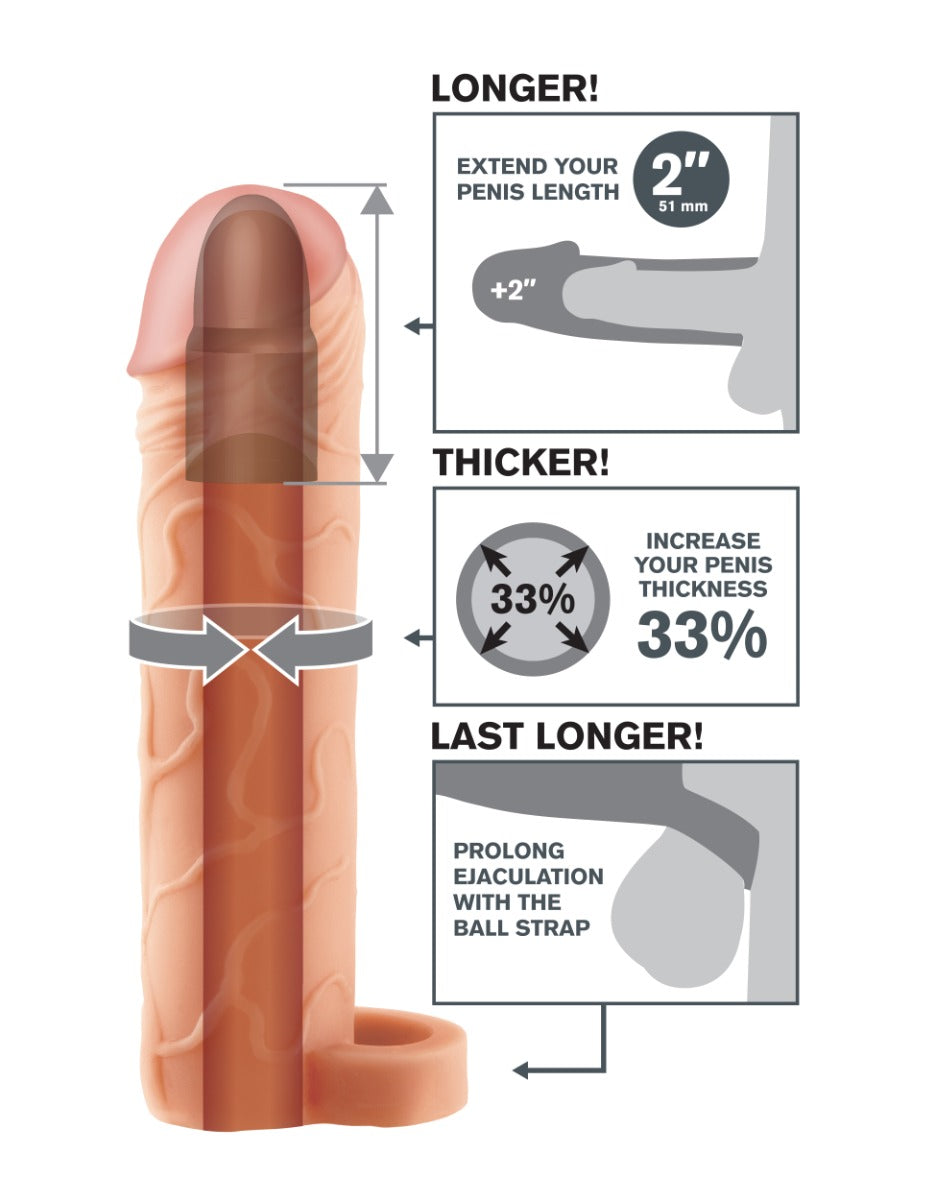 Pipedream - Fantasy X-tensions - Perfect 2" Extension with Ball Strap - Light