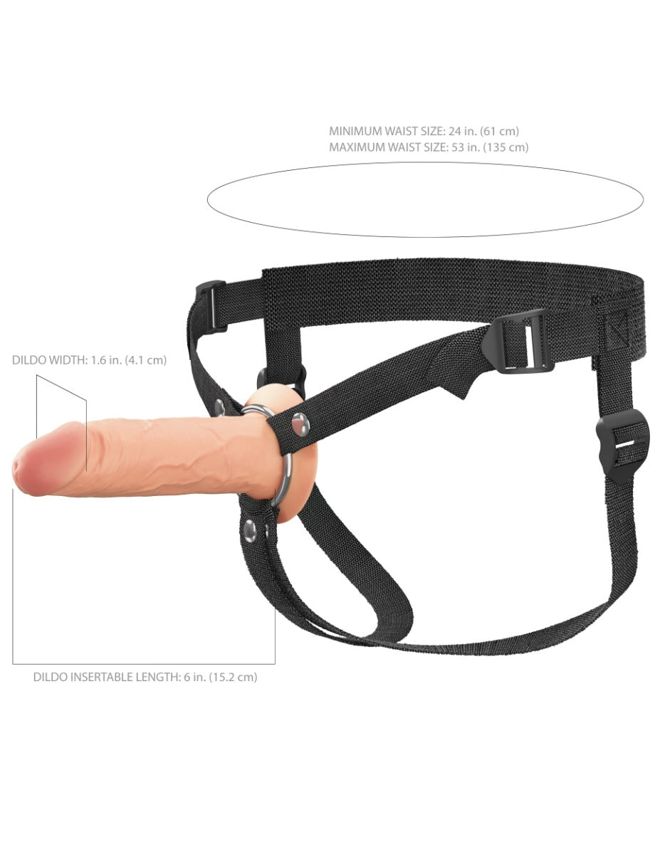 Pipedream - Fantasy X-tensions Elite - 6" Silicone Hollow Strap-on - Dual Density - Light