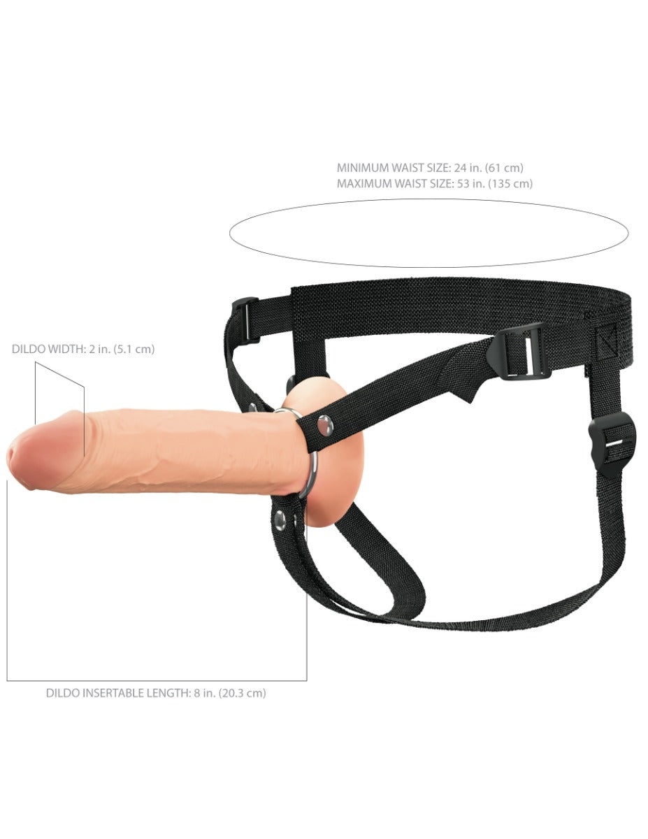 Pipedream - Fantasy X-tensions Elite - 8" Silicone Hollow Strap-on - Dual Density - Light