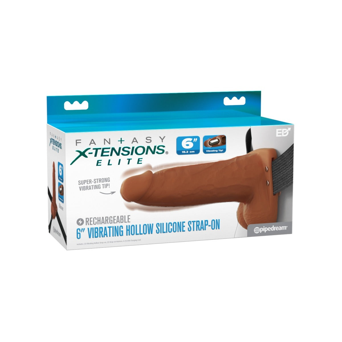 Fantasy X-Tensions Elite Vibrating 6 Inch Silicone Hollow Strap-On