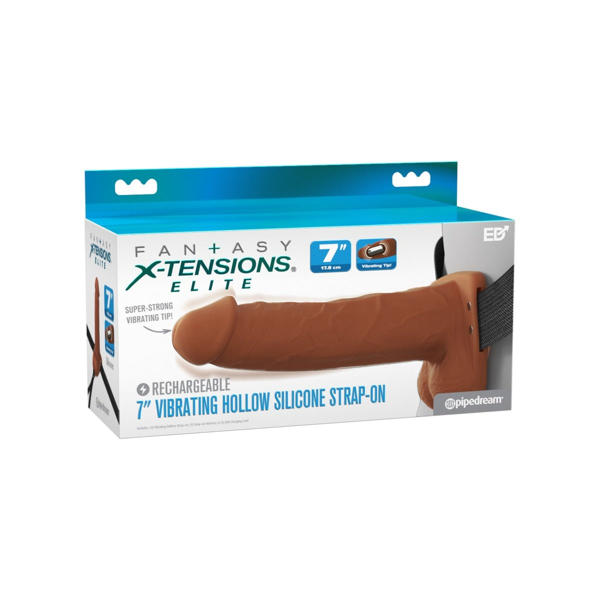 Fantasy X-Tensions Elite Vibrating 7 Inch Silicone Hollow Strap-On