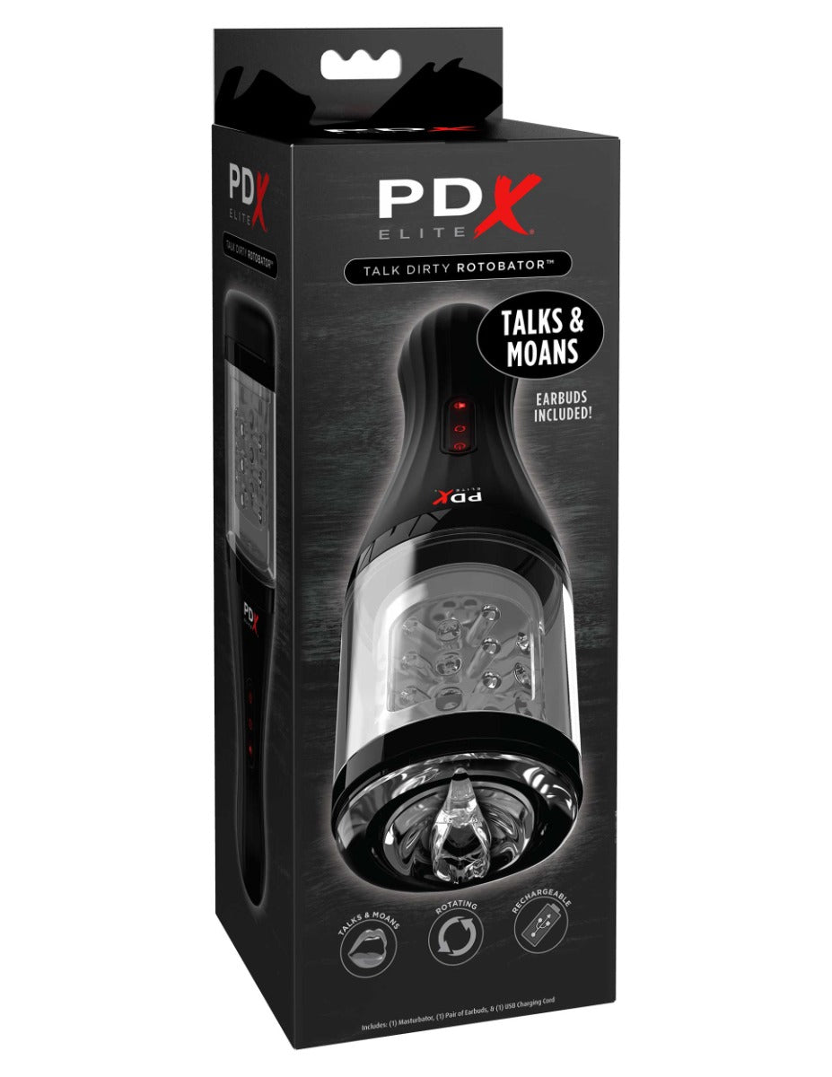 Pipedream - PDX Elite - Talk Dirty Rotobator - Clear/Black