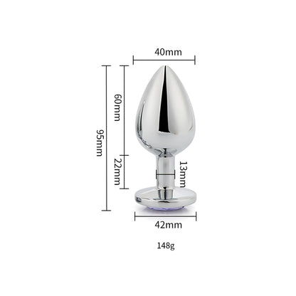 Toosh Silver Metal Butt Plug Large Pink Stone
