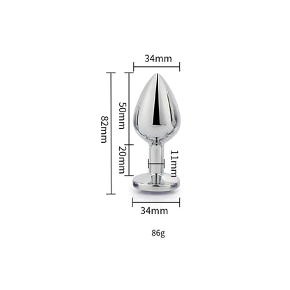 Toosh Silver Metal Butt Plug Medium Clear Stone