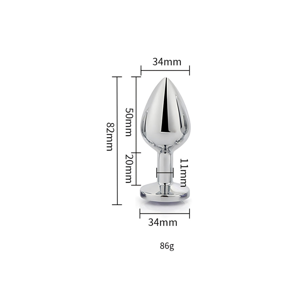 Toosh Silver Metal Butt Plug Medium Pink Stone