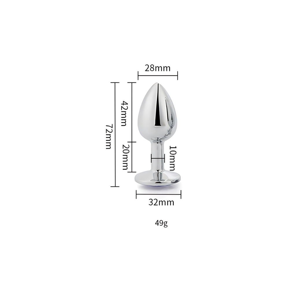 Toosh Silver Metal Butt Plug Small Red Stone