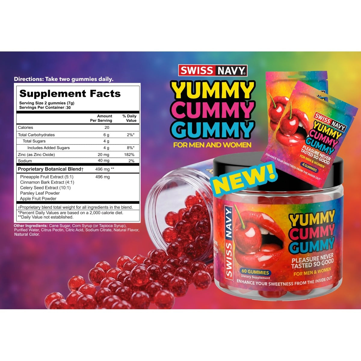 Swiss Navy Yummy Cummy Gummy 60 Piece Jar