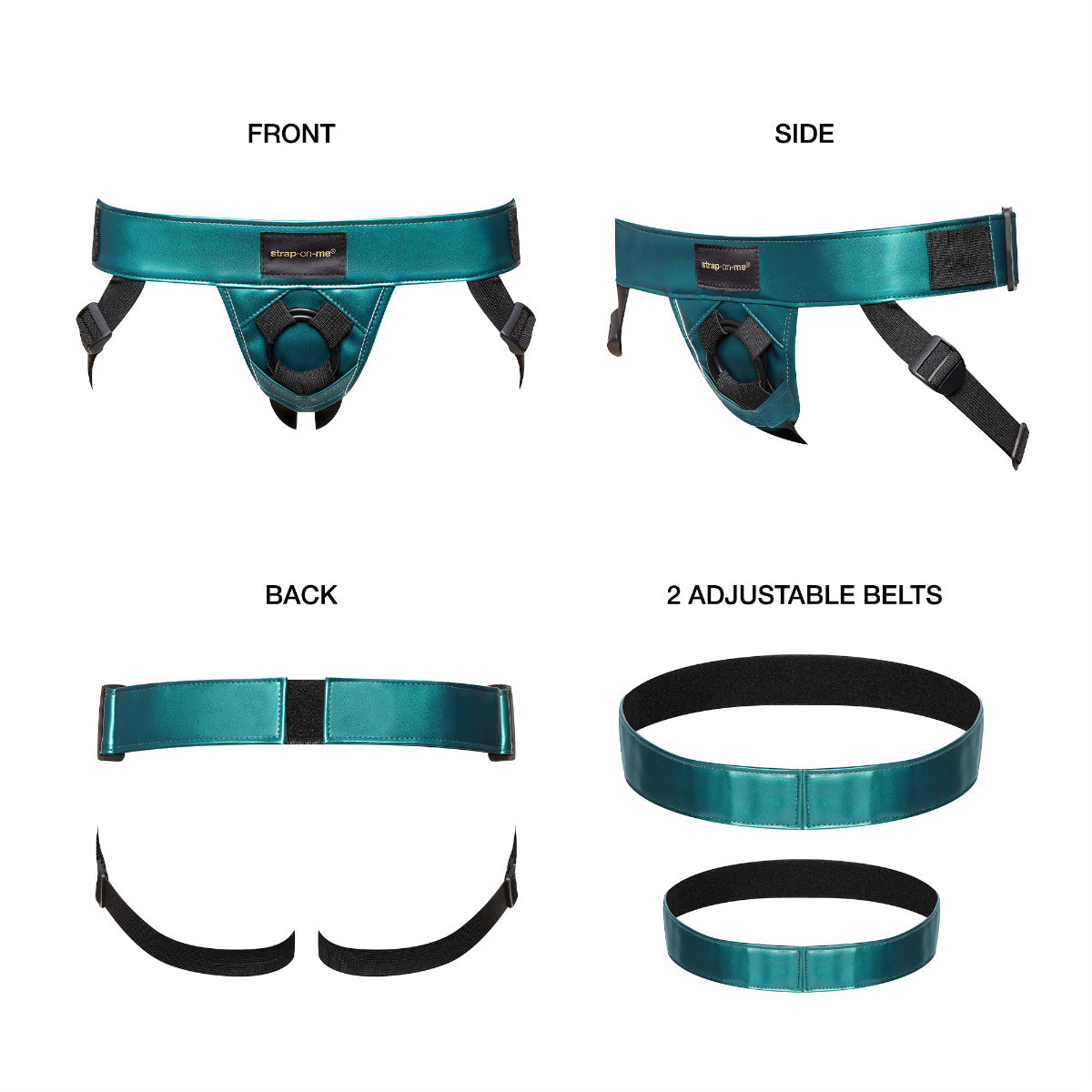 Strap On Me Leatherette Harness Curious - Metallic Green