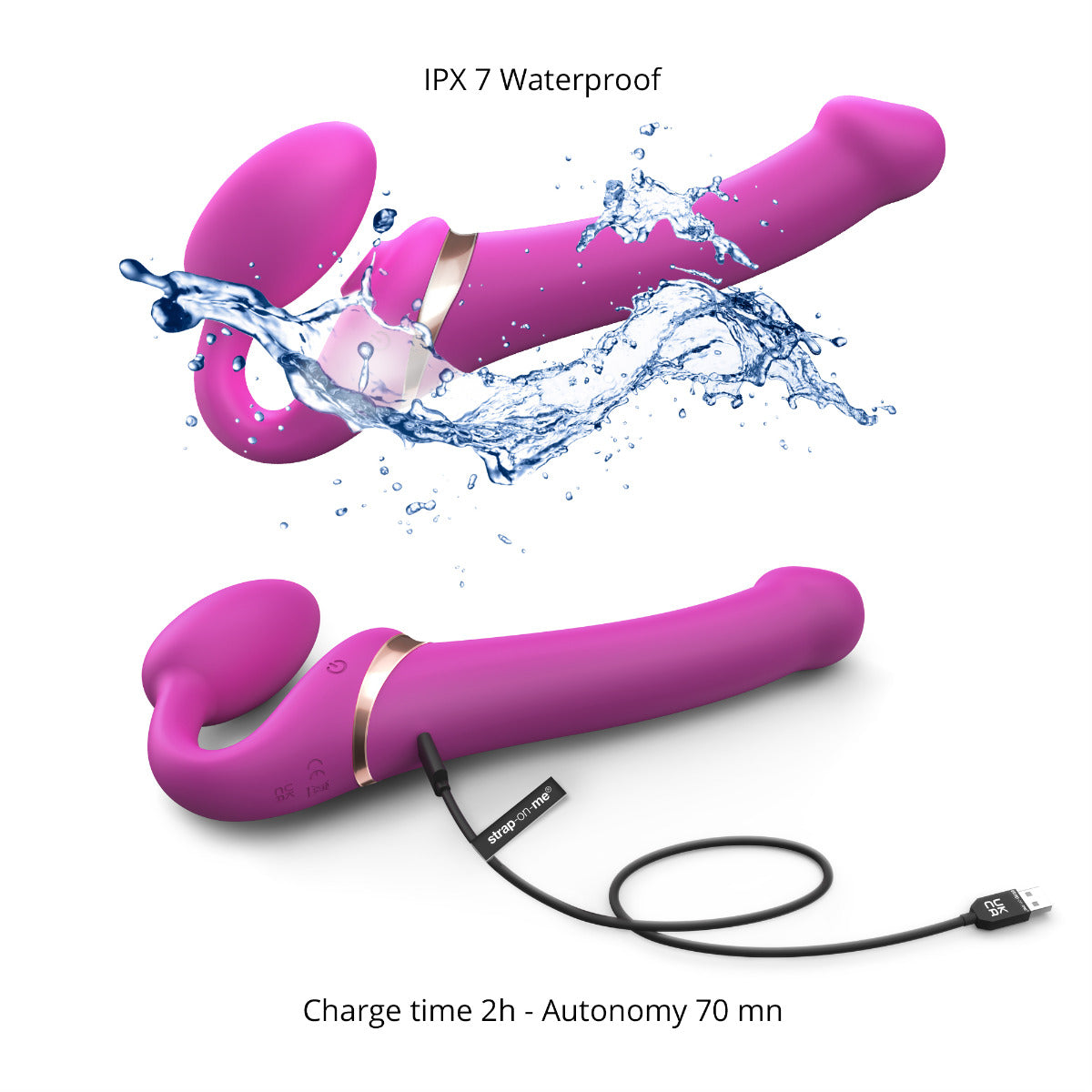 Strap On Me Multi Orgasm Bendable Strap-On - S - Fuchsia