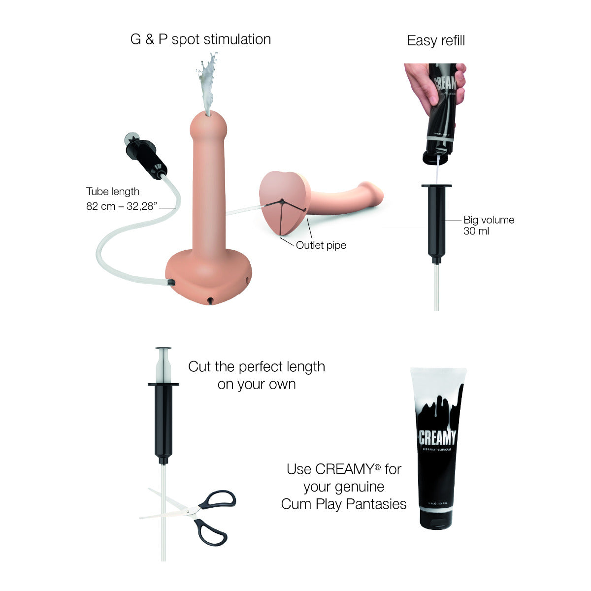 Strap On Me Squirting Cum Dildo Semi-Realiste Vanilla - L