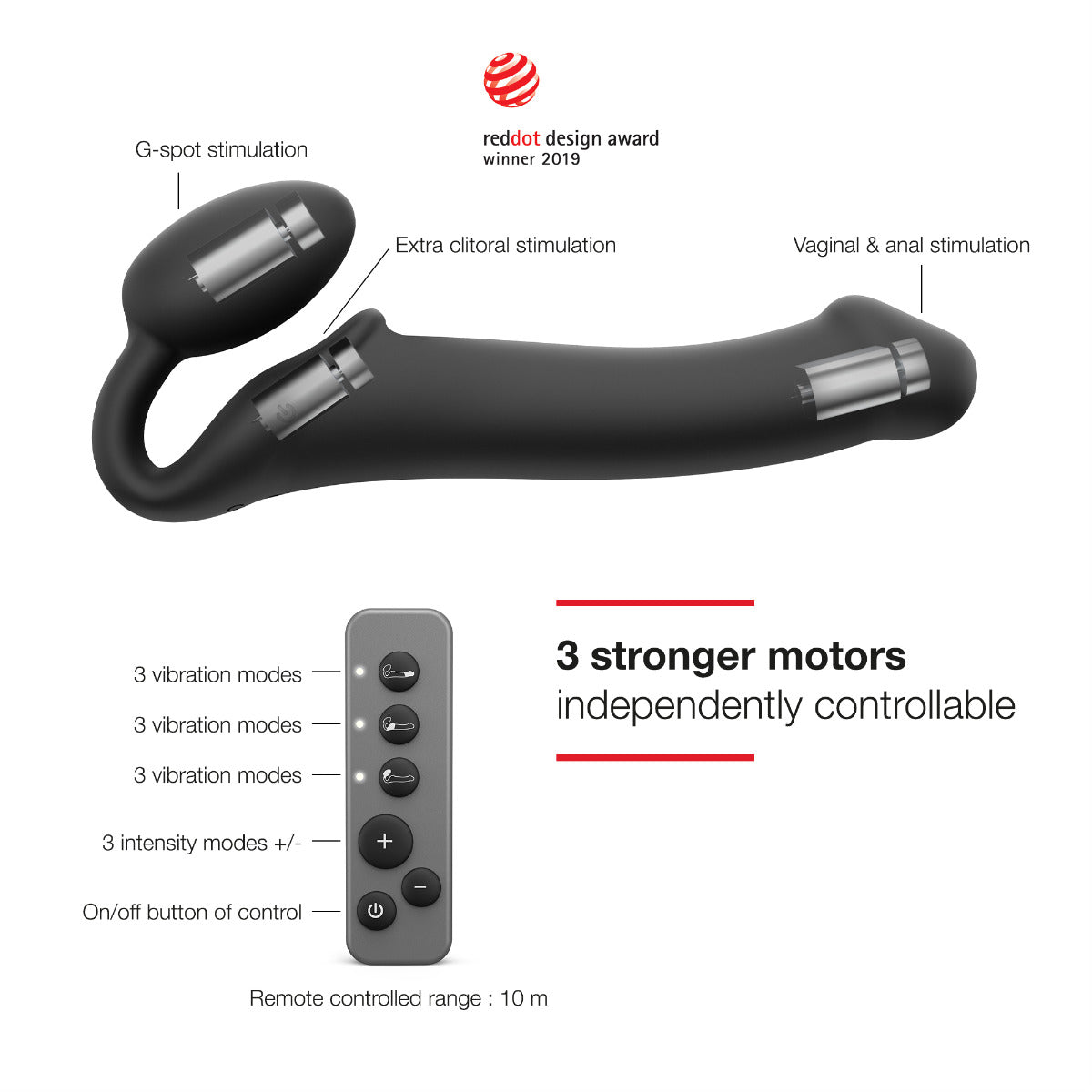 Strap On Me Vibrating Bendable Strap-On - M - Black