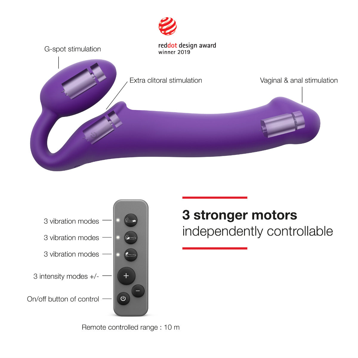 Strap On Me Vibrating Bendable Strap-On - M - Purple